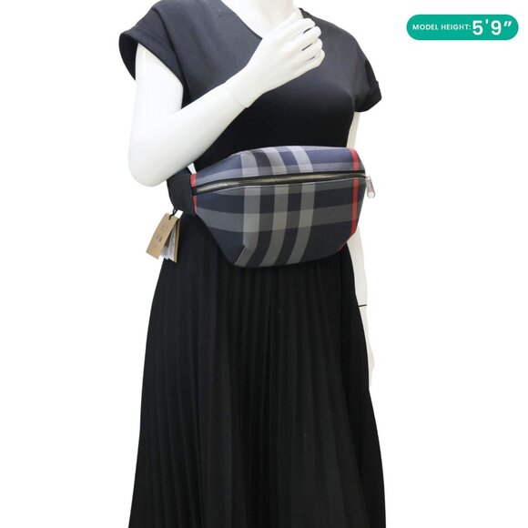 Burberry Sonny House Check Canvas Funny Pack Belt Bag Navy Grey - Picture 2 of 14